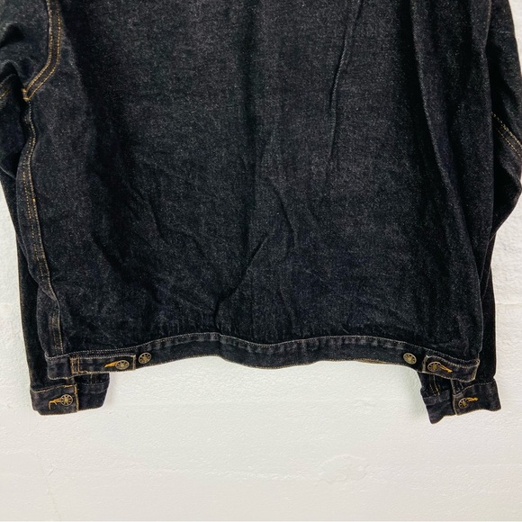 Mirage oversized dark Denim cotton embroidered colorful palm trees Jacket SZ L - Picture 12 of 14